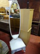 White cheval mirror with base drawer