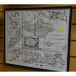 Framed coloured map by ROBERT MORDEN entitled 'The Smaller Islands in the British Ocean'