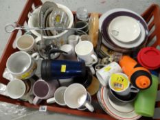 Crate of mixed china including plates & mugs etc