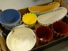 Box of various ceramic planters including Wedgwood Jasperware etc