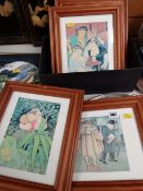 Four framed small BERYL COOK prints together with a decorative steam train wall plate
