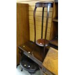 A vintage polished wood console table with centre drawer & cabriole legs together with a mahogany