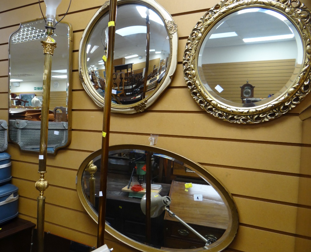 A parcel of four various wall mirrors