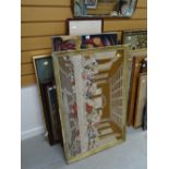 Collection of various framed & unframed embroideries, silks etc