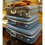 Parcel of vintage suitcases together with a good leather briefcase