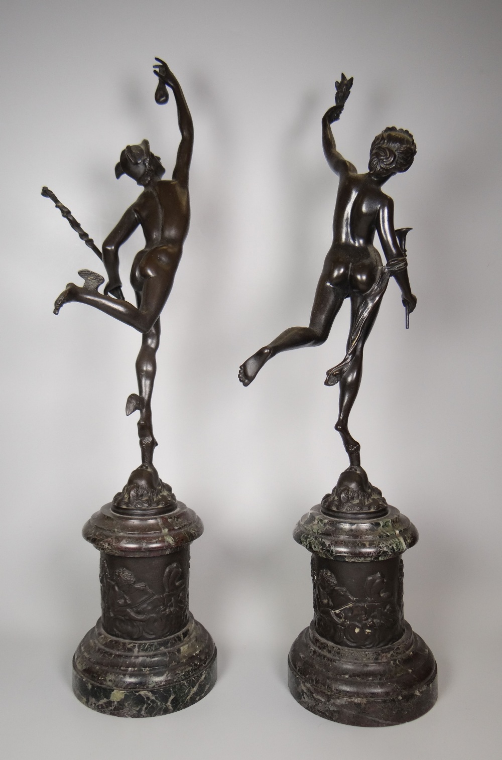 After CLODION, a superb pair of bronzes of Mercury & Ceres standing on relief decorated pedestals - Image 2 of 6