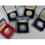 Five modern Royal Mint silver proof crowns