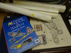 Three aviation related books including Jane's 'All the World's Aircraft 1941 & 42', framed &