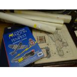 Three aviation related books including Jane's 'All the World's Aircraft 1941 & 42', framed &