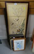 Parcel of Oriental themed prints together with a framed paper panel