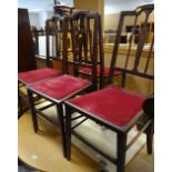 Set of four inlaid decorated dining chairs