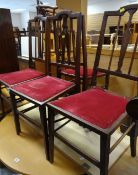 Set of four inlaid decorated dining chairs