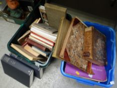Two crates of mainly hardback books, Miller's Antique, Shorter Oxford English Dictionary etc (sold