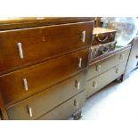 A vintage Deco-style oak mirrored dressing table & chest of four drawers
