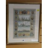 Framed print by W L WYLLIE featuring the Naval review at Spithead 1855, the bombardment of