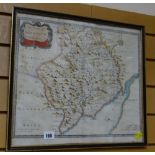 Framed ROBERT MORDEN coloured map of the county of Monmouth