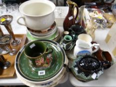 Parcel of mixed pottery including lustre teapot, Mason's commemorative plates etc