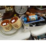 Box containing small parcel of flatware, wooden condiments, kitchen storage jars etc