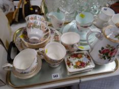 Tray of mixed teaware including Paragon, Royal Albert 'Elfin' together with a Royal Albert '