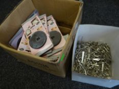 A box of as new magnifying & vanity mirrors together with a box of stainless steel child's scissors