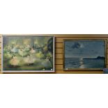 Two framed prints - coastal scene & ballet dancers