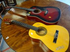 Two modern acoustic guitars