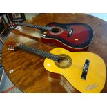 Two modern acoustic guitars