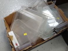 Crate of various sized perspex menu & flyer holders