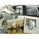 Vintage sporting photograph album mainly relating to cricket together with a parcel of vintage