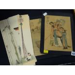 A parcel of Oriental unframed pictures