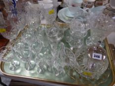 A tray of mixed glassware including drinking glasses, vase etc
