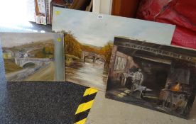 A parcel of unframed oils on board, mainly Merthyr related scenes by local artist