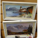 Two framed oils on board by R WITCHARD, a Mediterranean scene & an alpine mountain scene