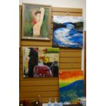 Collection of four PAUL & ANN REES semi abstracts in various mediums