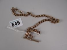 A graduated 9ct gold antique watch chain with T-bar