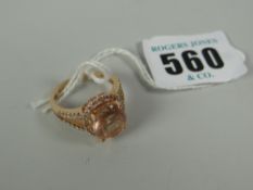 Stamped 14k morganite & diamond ring