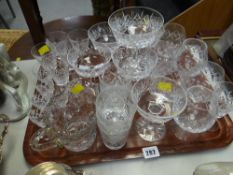 Tray of various drinking glasses