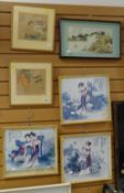 Selection of various framed Oriental themed prints & pictures