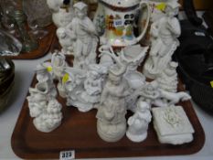 Tray of various Parian ware figures