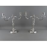 A PAIR OF TWIN BRANCH SOLID SILVER CANDELABRA for Boodle & Dunthorne, Liverpool, hallmarked London