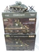 A 'FORCES OF VALOR' D-DAY COMMEMORATIVE 1/16th DIECAST METAL US M4A3 SHERMAN TANK made in a