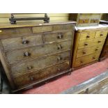 TWO VICTORIAN MAHOGANY CHESTS OF DRAWERS, one having three long and two short drawers with two