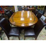 A FRENCH STYLE REPRODUCTION WALNUT DINING TABLE on substantial acanthus leaf decorated supports