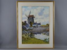 WARREN WILLIAMS ARCA watercolour - The Old Mill at Cemaes Bay, Anglesey with mill cottage and figure