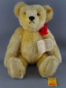 A STEIFF TEDDY BEAR, 1909 replica, gold mohair, circa 1987, discontinued and rare, with growler,
