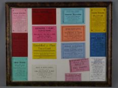 A FRAME OF FIFTEEN ADVERTISEMENT CARDS for various concerts in the Llanrug area of Caernarfon, dated