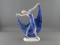 A KATZHUTTE (Cat in the House) Art Deco figurine of a dancing lady, 33 cms high