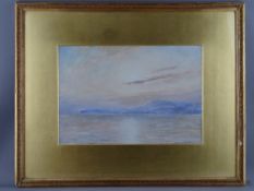 HERBERT FINN gilt mounted watercolour - atmospheric sky over a coastal landscape, signed, 27 x 40