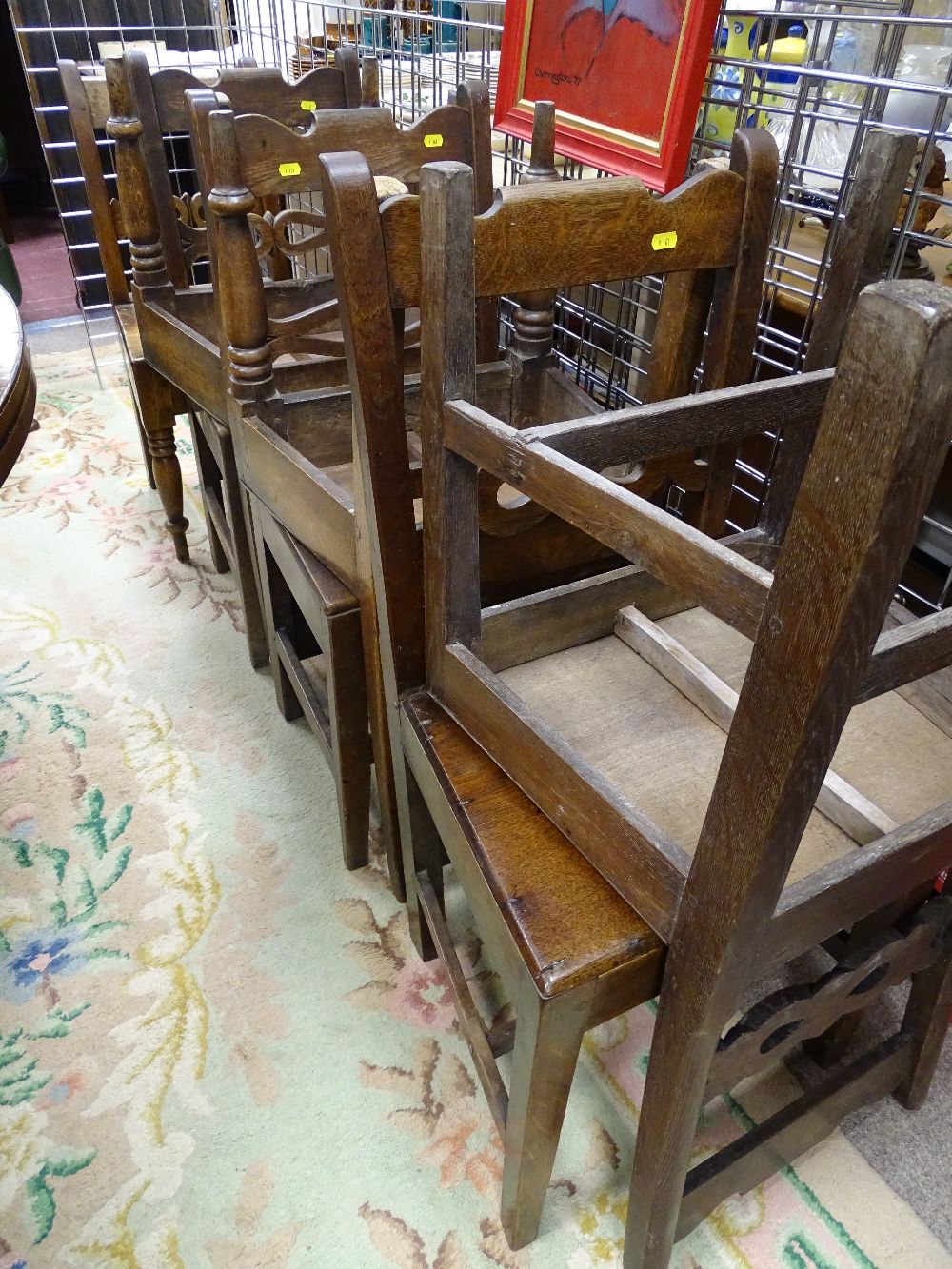 A PARCEL OF TEN ANTIQUE OAK FARMHOUSE CHAIRS (nine plus one carver), five with shaped top rails - Image 2 of 2