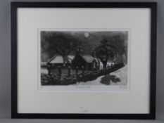 PAUL GREER artist's proof etching - titled 'Moonlight Cottage', signed and dated 2015, 23 x 32 cms